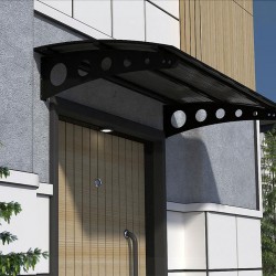 Metal Taşıyıcılı Kapı Üstü Pratik Sundurma Siyah - Siyah Levha 250 x 110 Md1