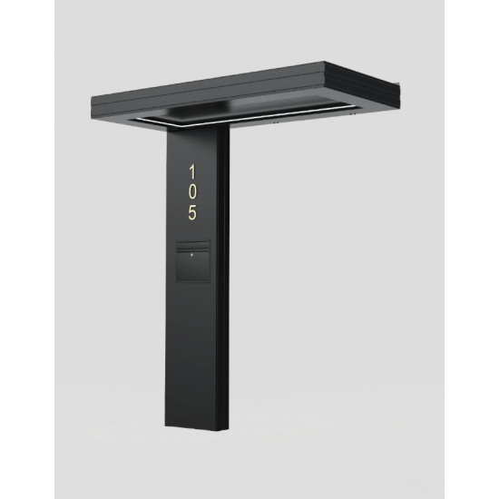 Alüminyum Işıklı Sundurma Vera Viela Mono Left 200 cm x 90 cm Ledli Posta Kutulu - Alüminyum Işıklı Sundurma