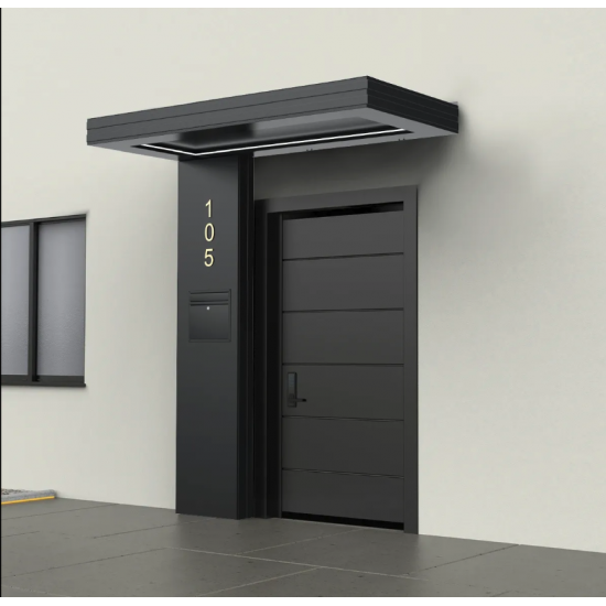 Alüminyum Işıklı Sundurma Vera Viela Mono Left 200 cm x 90 cm Ledli Posta Kutulu - Alüminyum Işıklı Sundurma