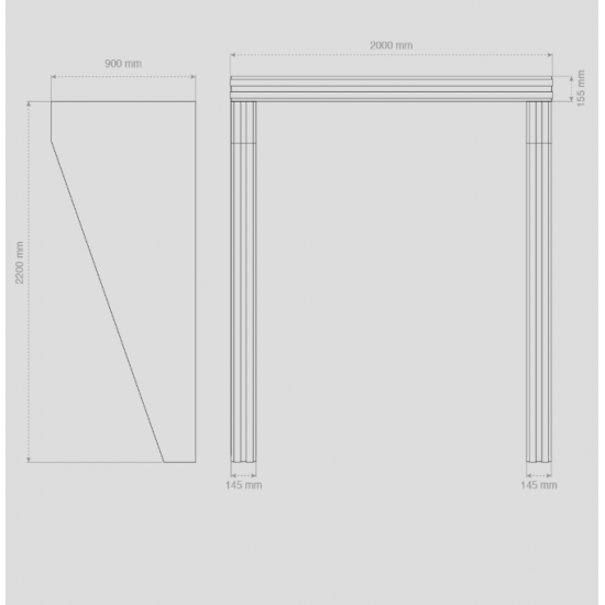 Alüminyum Işıklı Sundurma Angle Dual Viela 200 cm x 90 cm Ledli - Alüminyum Işıklı Sundurma