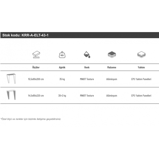 Alüminyum Işıklı Sundurma Angle Dual Lux 200 cm x 90 cm Ledli - Alüminyum Işıklı Sundurma
