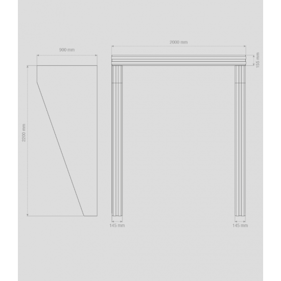 Alüminyum Işıklı Sundurma Angle Dual Lux 200 cm x 90 cm Ledli - Alüminyum Işıklı Sundurma