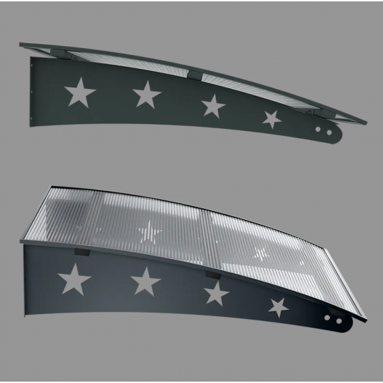 Metal Taşıyıcılı Kapı Üstü Pratik Sundurma Yıldız Modeli Antrasit - Şeffaf Levha 100 x 100 cm - Metal Taşıyıcı Kapı Üstü Pratik Sundurma