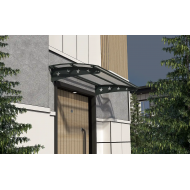 Metal Taşıyıcılı Kapı Üstü Pratik Sundurma Yıldız Modeli Antrasit - Şeffaf Levha 100 x 100 cm