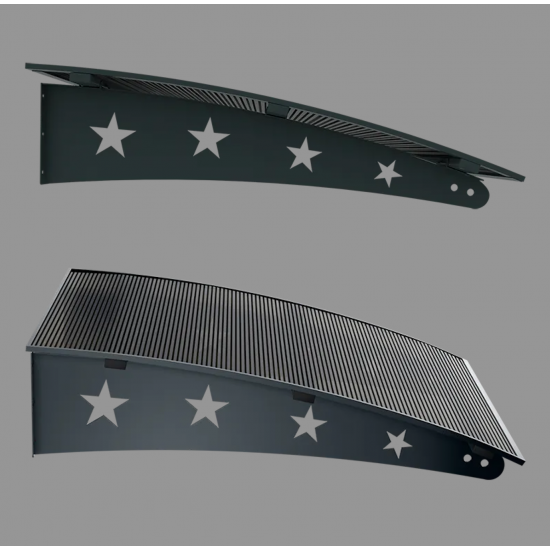 Metal Taşıyıcılı Kapı Üstü Pratik Sundurma Yıldız Modeli Antrasit - Siyah Levha 100 x 100 cm - Metal Taşıyıcı Kapı Üstü Pratik Sundurma