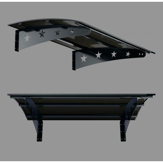 Metal Taşıyıcılı Kapı Üstü Pratik Sundurma Yıldız Modeli Antrasit - Siyah Levha 100 x 100 cm - Metal Taşıyıcı Kapı Üstü Pratik Sundurma