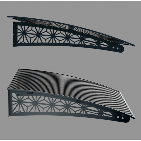 Metal Taşıyıcılı Kapı Üstü Pratik Sundurma Lotus Modeli Antrasit - Siyah Levha 100 x 100 cm - Metal Taşıyıcı Kapı Üstü Pratik Sundurma