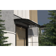 Metal Taşıyıcılı Kapı Üstü Pratik Sundurma Lotus Modeli Antrasit - Siyah Levha 100 x 100 cm