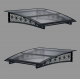 Metal Taşıyıcılı Kapı Üstü Pratik Sundurma Lotus Modeli Antrasit - Siyah Levha 100 x 100 cm - Metal Taşıyıcı Kapı Üstü Pratik Sundurma