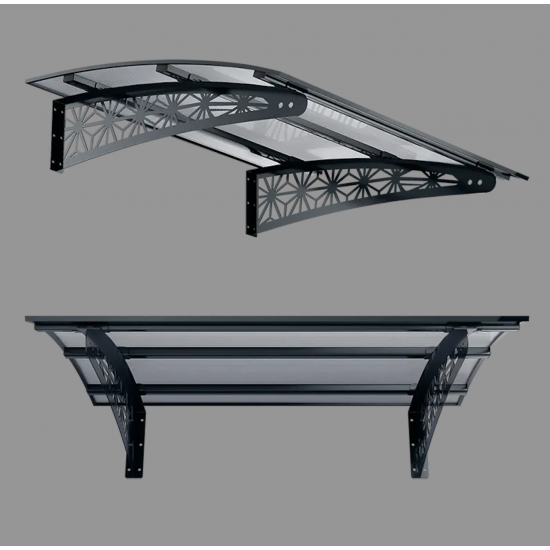 Metal Taşıyıcılı Kapı Üstü Pratik Sundurma Lotus Modeli Antrasit - Şeffaf Levha 100 x 100 cm - Metal Taşıyıcı Kapı Üstü Pratik Sundurma