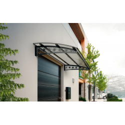 Metal Taşıyıcılı Kapı Üstü Pratik Sundurma Lotus Modeli Antrasit - Şeffaf Levha 100 x 100 cm