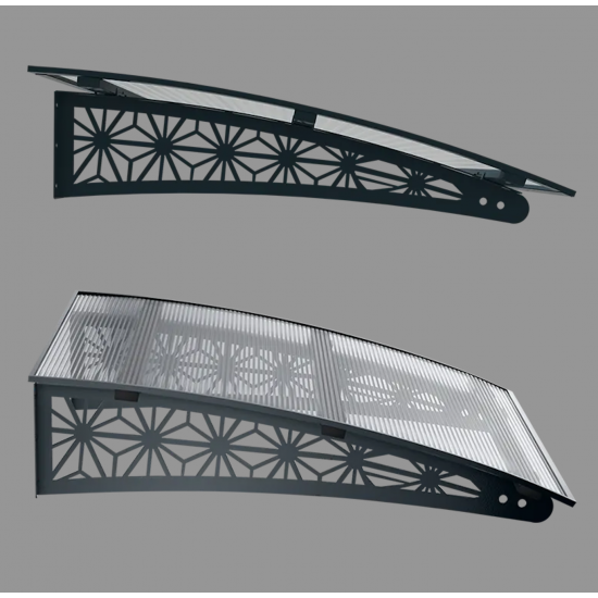Metal Taşıyıcılı Kapı Üstü Pratik Sundurma Lotus Modeli Antrasit - Şeffaf Levha 100 x 100 cm - Metal Taşıyıcı Kapı Üstü Pratik Sundurma