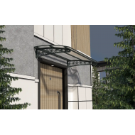 Metal Taşıyıcılı Kapı Üstü Pratik Sundurma Lotus Modeli Antrasit - Şeffaf Levha 100 x 100 cm