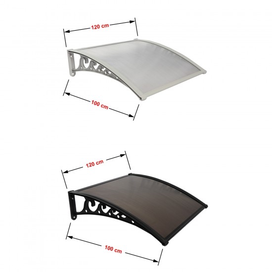Kapı Üstü Pratik Sundurma 120x100 cm 6 mm Siyah Levha Kanopi - Kapı Üstü Pratik Sundurma